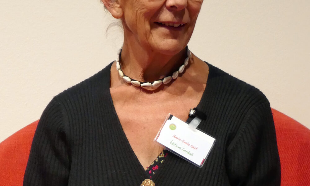 Marie-Paule Huet lors d’une table ronde sur l’édition africaine à la Foire du livre de Francfort