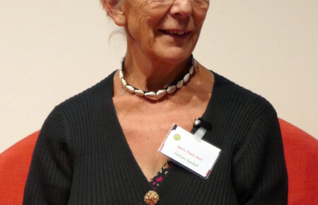 Marie-Paule Huet lors d’une table ronde sur l’édition africaine à la Foire du livre de Francfort